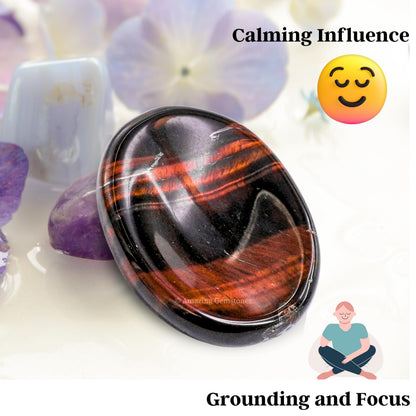 Amazing Gemstone Red Tiger Eye Worry Stone Crystals and Healing Stones - Worry Stones for Stress Relief Gifts - Piedra Crystal Fidget for Meditation - Unique Stocking Stuffers and Birthday Gifts