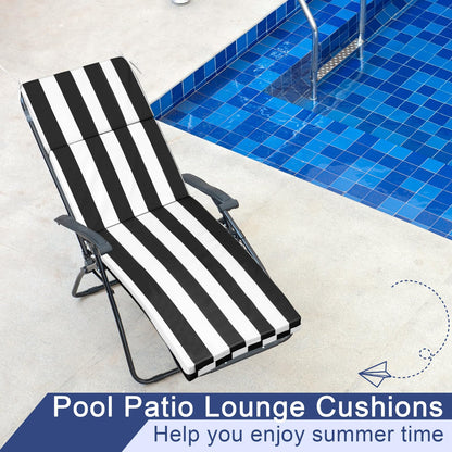 SmoothNovelty 1 Pcs Indoor Outdoor Chaise Lounge Cushions Sponge Bench Outdoor Furniture Chaise Cushions Patio Chair Furniture Replacement (Black White Stripes)