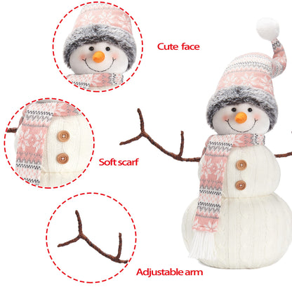 WORLDECO Christmas 2025 Animated Snowman Decorations, Xmas Handmade Plush Ornaments for Indoor, Home and Holiday, Present for Family and Friends