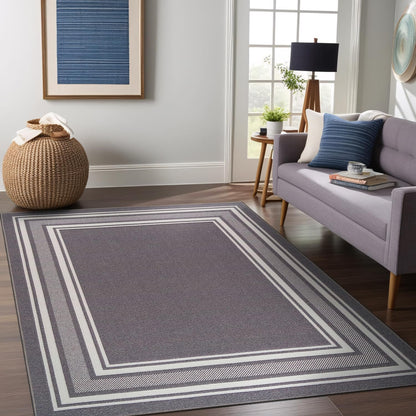 Beverly Rug Non Slip Area Rugs 5x7 Modern Bordered Non Skid Rubber Backing Soft Area Rug for Living Dining Room Easy to Clean Non Shedding Kitchen Bedroom Indoor Carpet 5 x 7 Gray