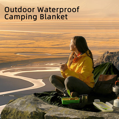 Tikroom Large Waterproof Outdoor Camping Blanket, 80 x 58 inch Fleece Picnic Blankets Windproof Travel Stadium Blanket for Beaches Pets Car Camp Picnic Mat for Both Cold & Warm Weather