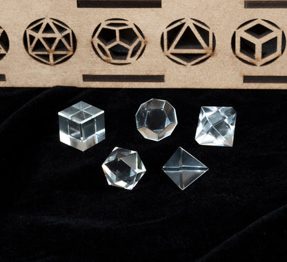 ZAICUS Clear Quartz 5 Pcs Platonic Solids Crystal Geometry Set, Platonic Solids Sacred Geometric Stones for Meditation Reiki Balancing Healing Chakra Stone Cleansing Spiritual Good Luck (15-20 mm)