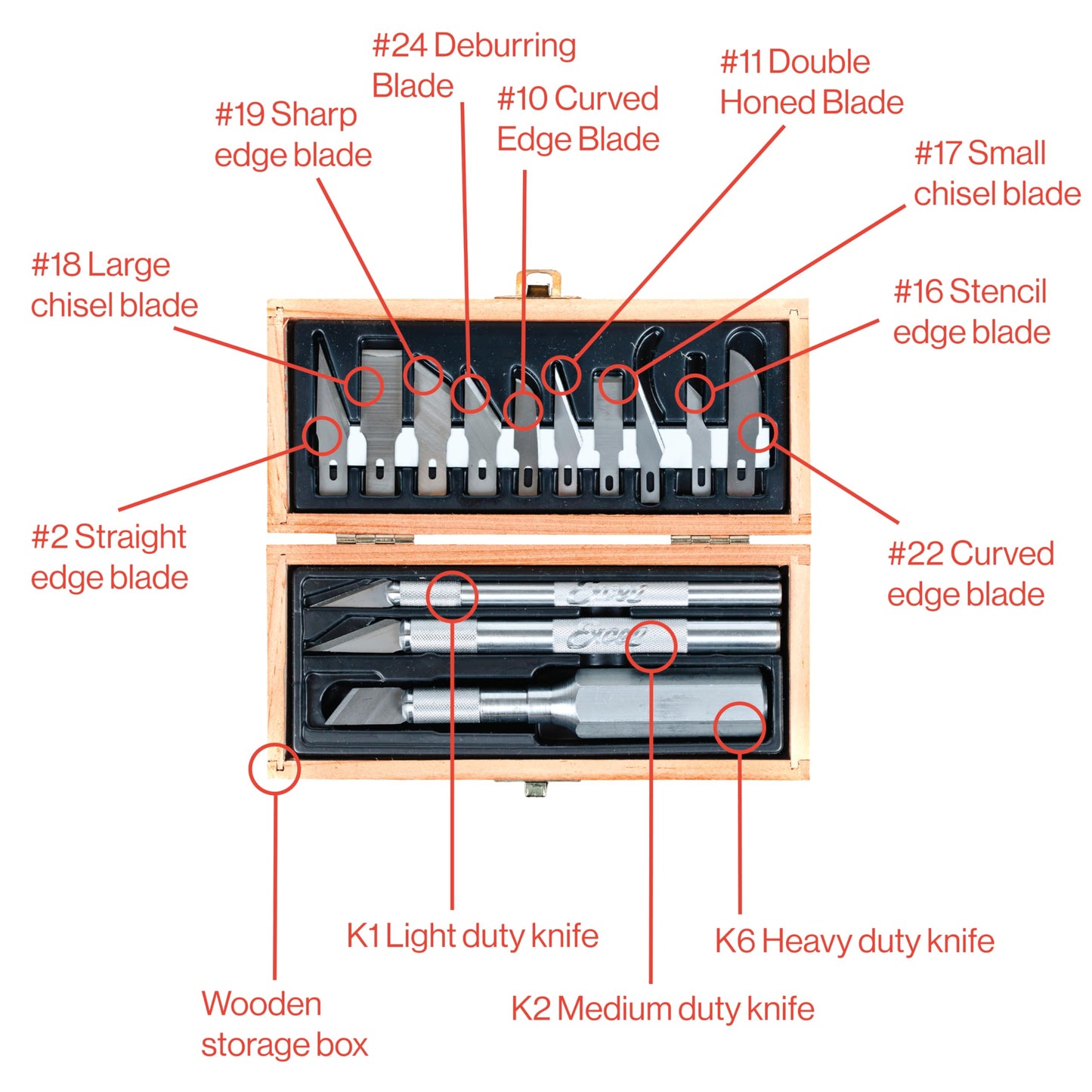 Excel Blades Craftsmen Set, 13-Piece Precision Craft Knife Set With Case – Includes Light To Heavy Duty Handles And Assorted Blades For Crafting, Scrapbooking, DIY, And Precision Cutting