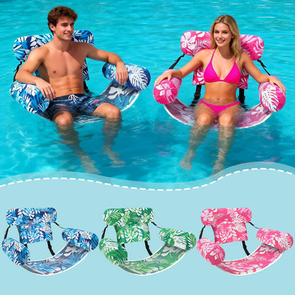 Nyrveua 3 Pack Pool Floats Adult, Adjustable Heavy Duty Inflatable Pool Floats Chair, Portable Pool Float Lounger for Adults & Kids, Pool Floaties Noodles for Summer Pool Beach Lake Party Relaxing Fun