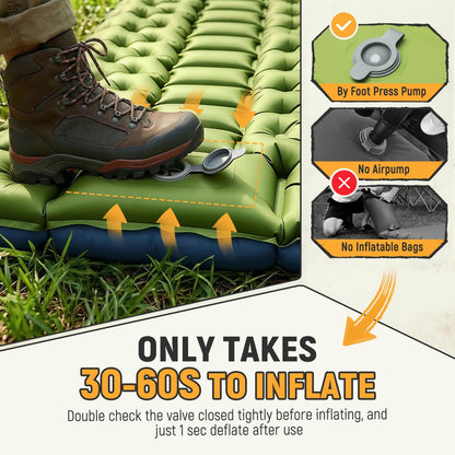 Myxslop Camping Sleeping Pad, Ultralight Inflatable Camping Mat with Pillow Built-in Foot Pump Sleeping Mat, Compact Camping Pad Gear for Backpacking Hiking Tent Travel Car Outdoor