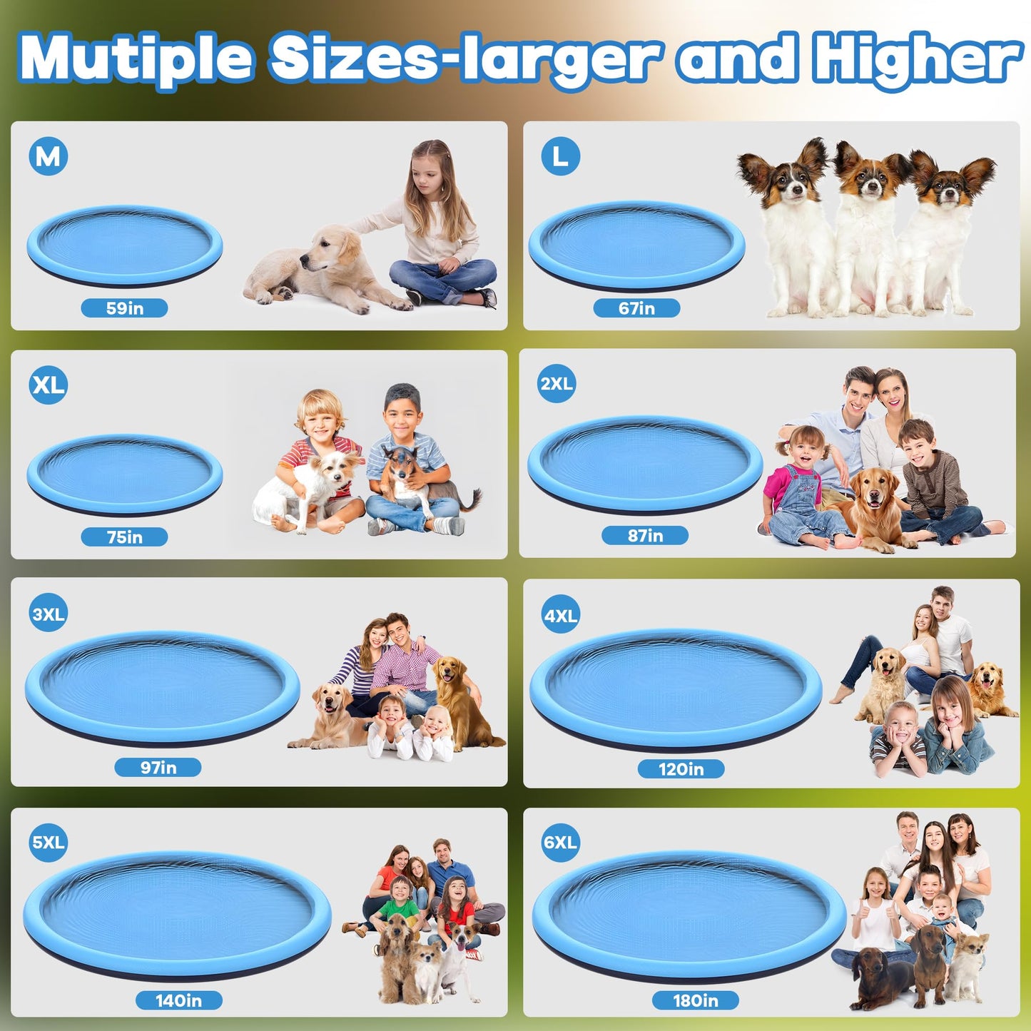 CACSPS 67 inch Non-Slip Splash Pad for Kids and Dog, Thicken Sprinkler Pool Summer Outdoor Water Toys, Extra Large Backyard Wading Pool for Children Boys & Girls or Pet Dog (Blue)