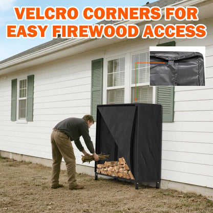 Ultrawall 4ft Firewood Rack with Waterproof Cover, Heavy Duty Log Holders for Firewood Indoor/Outdoor, Wood Storage Lumber Rack