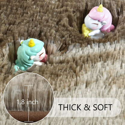 Noahas Fluffy 4x6 Area Rugs for Bedroom Living Room,Shag Khaki Thick Throw Floor Carpet,Soft Shaggy Bedside Non-Slip Plush Dorm Nursery Kids Rug