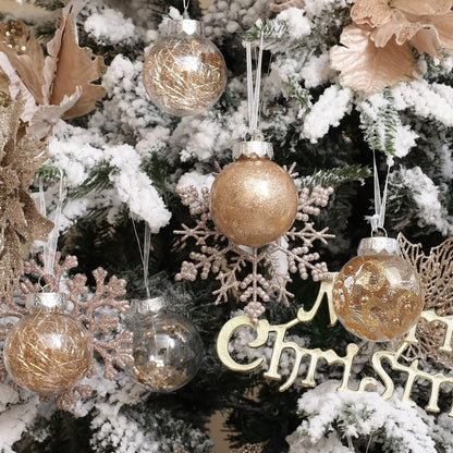 Wironlst Christmas Ball Ornaments Shatterproof Clear Large Plastic Hanging Ball Decorative Baubles Set with Stuffed Delicate Decorations (Multi-Size, Champagne)