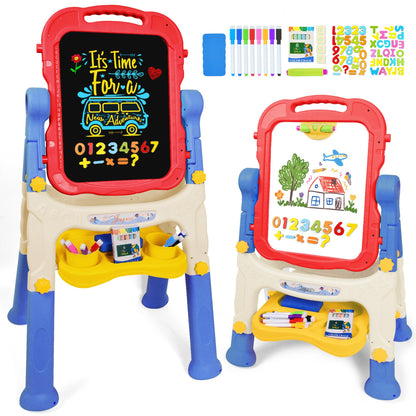 Joyooss Art Easel for Kids Adjustable Toddler Easel Stand for Painting, Magnetic Double Sided Drawing Dry Erase Board w Childrens Art Accessories for Kid Ages 4-8 Little Boys and Girls Learning Toy LB