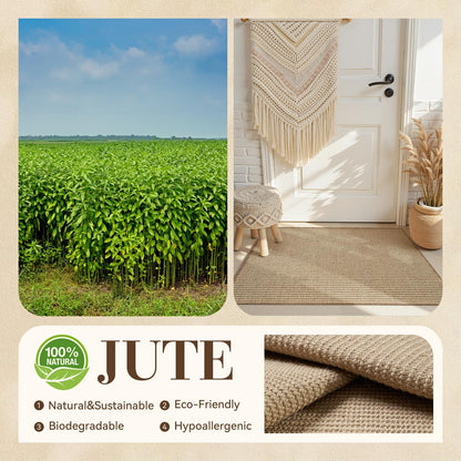 Jute Front Door Mat Indoor Entrance Indoor Door Mat Rugs for Entryway Entry Entrance Mats Inside Doormat Welcome Mats Boho 17"X30" Small