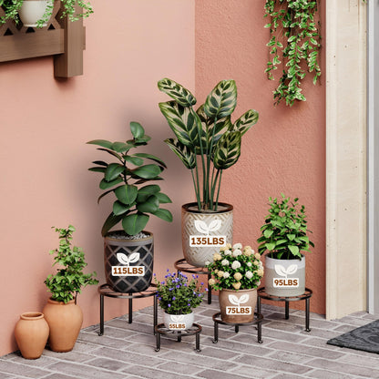 NQW 5 Pack Metal Plant Stand for Heavy Potted Plant for Home Indoor and Outdoor, Multiple Heavy Duty Flower Pot Stand,Multiple Plant Display Rack