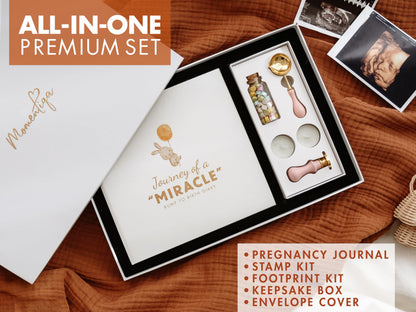 Pregnancy Journal for First Time Moms 2025, Baby Essentials Memory Book Gift Set, All-in-One Keepsake Box with Wax Seal Kit and Footprint Kit, Elegant Baby Scrapbook with Photo Album, Bump to Birth