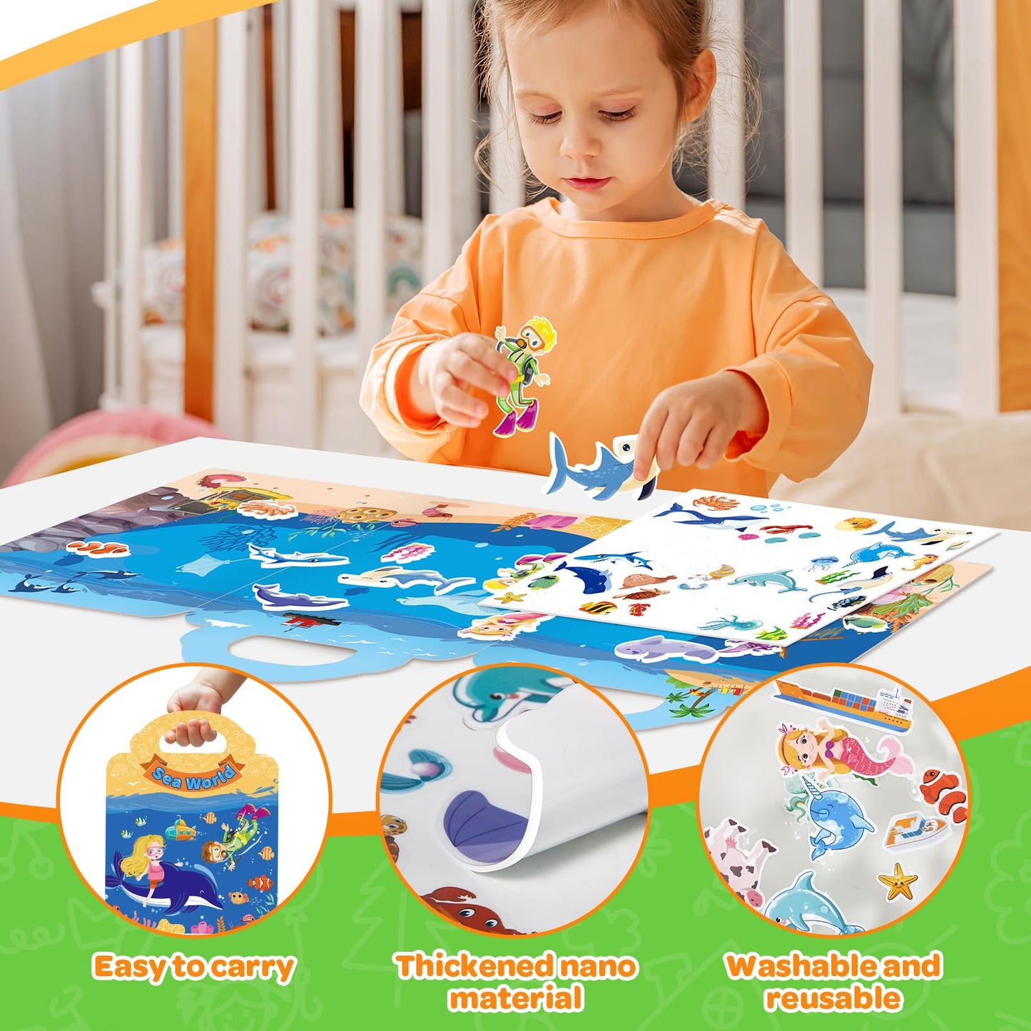 2 Sets Reusable Sticker Books for Toddler 1-3, Activity Books for Toddlers 2-4, Arts Crafts Jelly Stickers Travel Toys for Kids 3-5, Holiday and Birthday Gifts Easter Basket Stuffers for Boys Girls