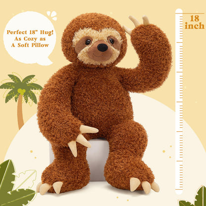 MorisMos Sloth Stuffed Animal 18" Plush Sloth Plush Toy Sloth Plushie Huggable Sloth Pillow Stuffed Sloth Toy Gifts for Boys Girls and Kids for Comforting Companion Imaginative Play