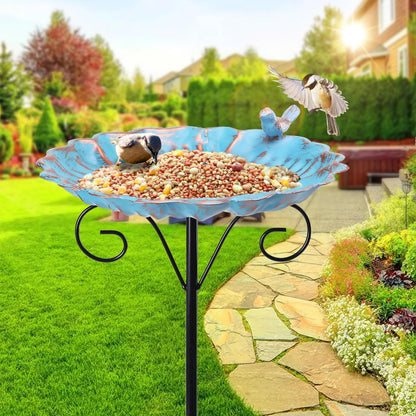 VCUTEKA Bird Baths for Outdoor, Metal Garden BirdBath with Bird Statue and Detachable Bird Bath Bowl for Yard Patio Lawn Decor