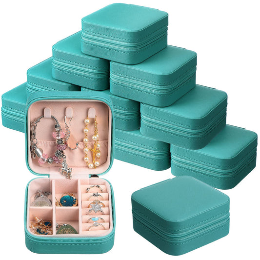 12 Pcs Small Jewelry Box Mini Travel Jewelry Case Bridesmaid Gift Pu Leather Jewelry Travel Organizer Small Jewelry Box Mini Storage Organizer Storage Box for Women Girls Bridesmaid Proposal Gift