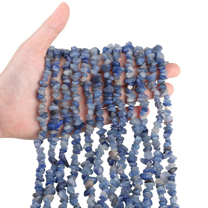 ZHIYUXI 400pcs Blue Aventurine Beads 5-8mm Healing Crystals Gemstones for Bracelet Making 2 Strands Irregular Stone Loose Rocks Bead for Jewelry Making Hole Drilled DIY Necklace Craft Gifts