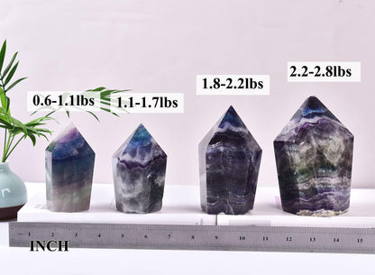 VIZYTOU Colorful Fluorite Stone Tower Obelisk Large Healing Crystal Rock Point Wand Reiki Healing Meditation Stone 1.1-1.7 LBS