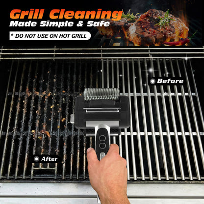 Electric Grill Brush for Outdoor Grill, Rechargeable BBQ Grill Cleaner Stainless Steel Brush with 450RPM Stainless Roller,LED Light, Scraper,Grilling Gifts for Men/Dad