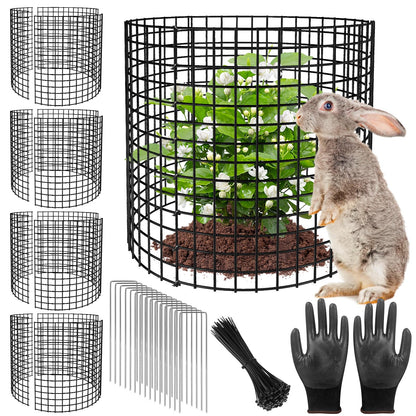 RGJ 5 Pack Plant Protector from Animals, 13x12 inch Wire Plant Cages Mesh Plant Cage Garden Plant Protector, Sturdy Bunny Barricades Chicken Wire Cloche Plant Protectors for Keeping Bunny Animals Out