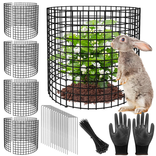 RGJ 5 Pack Plant Protector from Animals, 13x12 inch Wire Plant Cages Mesh Plant Cage Garden Plant Protector, Sturdy Bunny Barricades Chicken Wire Cloche Plant Protectors for Keeping Bunny Animals Out