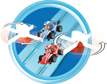 Carrera First Formula Kidz Slot Car Race Track - Includes 2 Cars: Fireflash and Thunderbold - Battery-Powered Beginner Toy Racing Set for Kids Ages 3 Years and Up