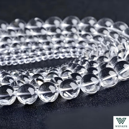 WHNKFB 6mm 100PCS Natural Clear Quartz Round Beads, High Clarity Loose Crystal Beads for Jewelry Making Craft - 4mm 6mm 8mm 10mm Options with Free Elastic Cord