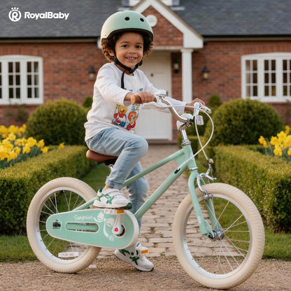 RoyalBaby EZ Kids Bike,16 Inch Convertible Balance to Pedal Bike for Boys & Girls,Beginner Bicycle for Ages 4-7 Years,Green
