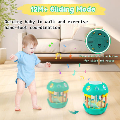 M SANMERSEN Baby Boy Toys 6-12 Months, Dinosaur Rotating Light Up Musical Baby Toys for 0-6 12-18 Months Newborn Infant Crawling Tummy Time Toys, Birthday Easter Gifts for Baby Boys- Green