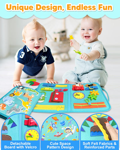 Exorany Busy Board Montessori Toys for Toddler Boy Girl Birthday Gifts, Busy Book Sensory Learning Toys for Toddlers, Toddler Airplane Car Travel Toy Educational Activities