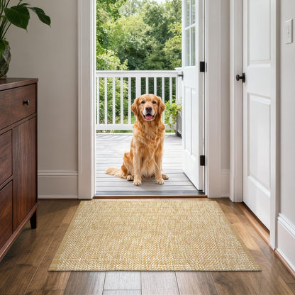 LEEVAN Washable Bathroom Rug, 2'x3' Low Profile Entryway Rugs Tan Front Door Mat Cotton Reversible Kitchen Mat Boho Bedroom Rug Farmhouse Carpet for Foyer Front Porch Decor