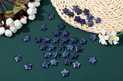 QINJIEJIE 20 PCS Blue Sodalite Star Crystals Healing Stones Mini Crystal Cute Polished Pocket Stone Thumb Star Gemstones Set Bulk Wholesale Reiki Energy Balancing Star Crystal Gifts for Women