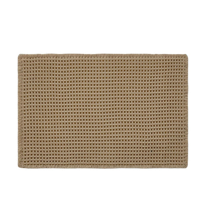 TYUU Waffle Bath Mat, Boho Bathroom Rugs Non Slip Washable Super Absorbent Quick Dry Farmhouse Bathroom Decor, 30"x20" Khaki