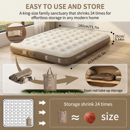 Naturehike California King Air Mattresses with Rechargeable Built-in Pump, Inflatable Mattress, Portable Blow up Mattress, Air Bed for Home, Camping, Guest