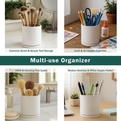 D'vine Dev 360° Rotating Utensil Holder – 5" Kitchen Utensil Crock for Countertop, Modern Cooking Tool Organizer for Kitchen Storage & Décor, Oatmeal, 72-X-D-1