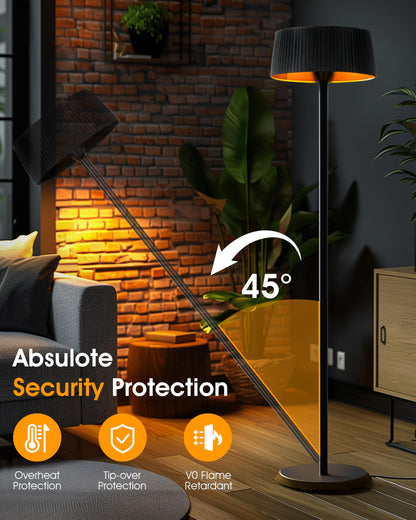 Cobuy Electric Outdoor Heater for Patio, 1500W Infrared Heater for Indoor & Outdoor, IP55 Waterproof, Fast Heating, Tip-Over Protection, Perfect for Garden, Balcony, Garage (black, freestanding)