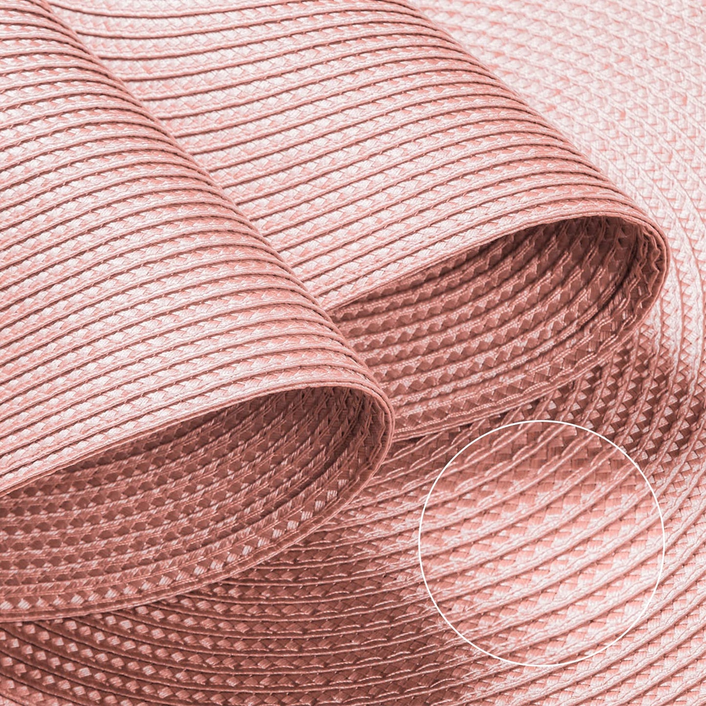 FunWheat Round Braided Placemats Set of 6 Place Mats for Dining Tables Woven Washable Non-Slip Table mats 15 inch(Pink, 6pcs)