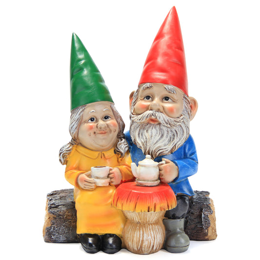 Smadeer Garden Gnome Statue for Outdoor Decoration,Couple in Love Gnome Figurine for Patio Yard Lawn Outside Porch Decor,Garden Sculptures & Statues,Coffee Knome Romantic Forever Love