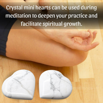 Amazing Gemstone Howlite Stone Heart - Pack of 2 Crystal Heart Stones Rocks - Corazones De Piedra Crystals and Healing Stones Heart Shaped Crystal - Stocking Stuffers Gifts