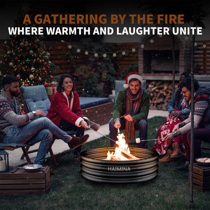 HAIMINA 36 Inch Fire Pit Ring, Heavy Duty Large Fire Pit Ring for Outside Wood Burning, Fire Pits Rings with High-Temperature Coating for Backyard, Bonfire, Camping, Beach (3x3 FT)