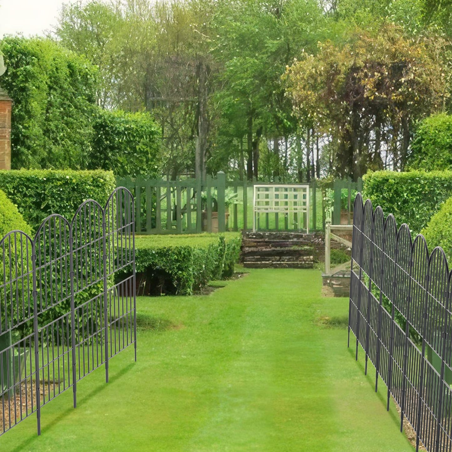 KIMAZO 32.5in (H) x 20ft (L) Tall Decorative Garden Fence - 14 Pack Garden Fencing, Rustproof Metal Wire Panel Border Animal Barrier for Dog, Flower Edging for Yard Landscape Patio Outdoor Decor