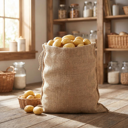 Bekith 6 Pack Burlap Bags with Drawstring, 18" x 24" Natural Jute Potato Sacks, Reusable Root Vegetable Storage Bags, Strong Race Bags for Kids, Perfect Birthday Party Game