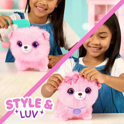 SCRUFFALUVS Pink Surprise Pet, Mystery Plush Toys, Stuffed Animals, Wash to Reveal 1 of 3 Rescue Surprise Toy Pets: Puppy, Bunny, or Kitty - Includes 8.7" Deluxe Carrier - Styles May Vary
