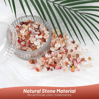 1.1lb Natural Crushed Hematoid Quartz Crystal Tumbled Chips-Healing Crystals Chips Bulk, Crushed Crystal Gemstones for Crafts, Beautiful Package for Gift (Hematoid Quartz)