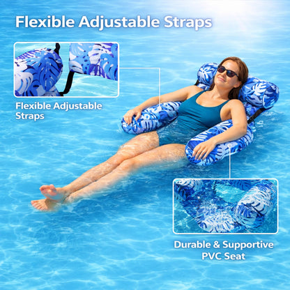Pool Floats Adult 2 Pack, Inflatable Pool Float Chair, Portable Water Hammock for Summer Pool & Beach