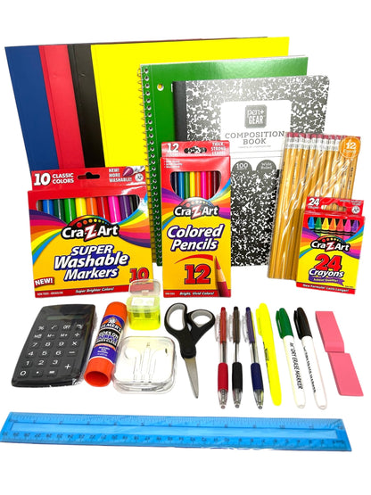 Back to School Supplies Essential Bundle - 4th Grade | 5th Grade | 6th Grade | 7th | 8th Grade Notebook, Folders,Headphones, Markers, Glue, Ruler, Crayons by SCHOOL SUPPLIES OF THE CAROLINAS