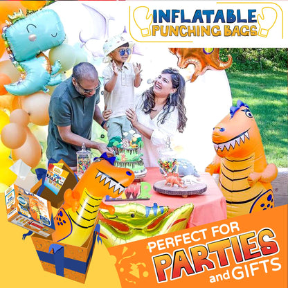 INFLATABLE DUDES Dinosaur Toy 47 Inches - Kids Punching Bag | Already Filled with Sand| T-Rex | Bop Bag | Inflatable Bopper | Punching Bag for Kids | Dinosaur Party Decorations | Boxing - (Rex)
