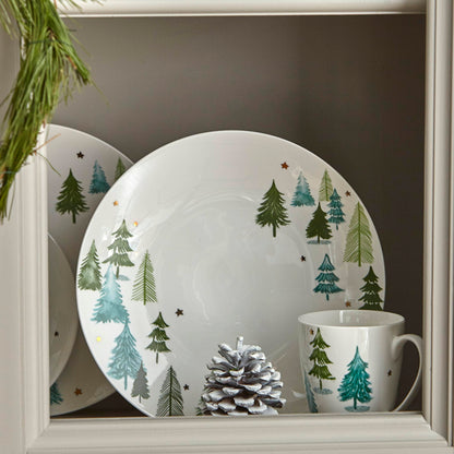Lenox Dinnerware, Balsam Lane 12-Piece Dinnerware Set, Service For 4, Porcelain, Dishwasher & Microwave Safe, Plates & Bowls Sets, Christmas, Holiday Hosting, Home and Kitchen (White/Green, 12 Piece)