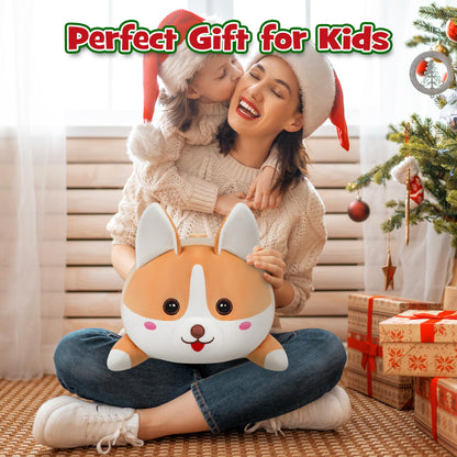 YIIQUWEN 17" Corgi Plush, Soft Stuffed Animal Dog Pillow Toy, Corgi Mommy with 4 Baby Puppy Family Set, Cute Birthday Gift for Kids Boys Girls